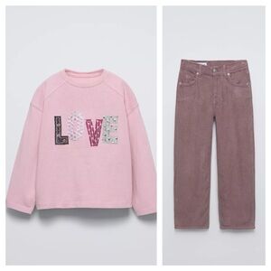 Zara Love Patch Shirt & Corduroy Pants